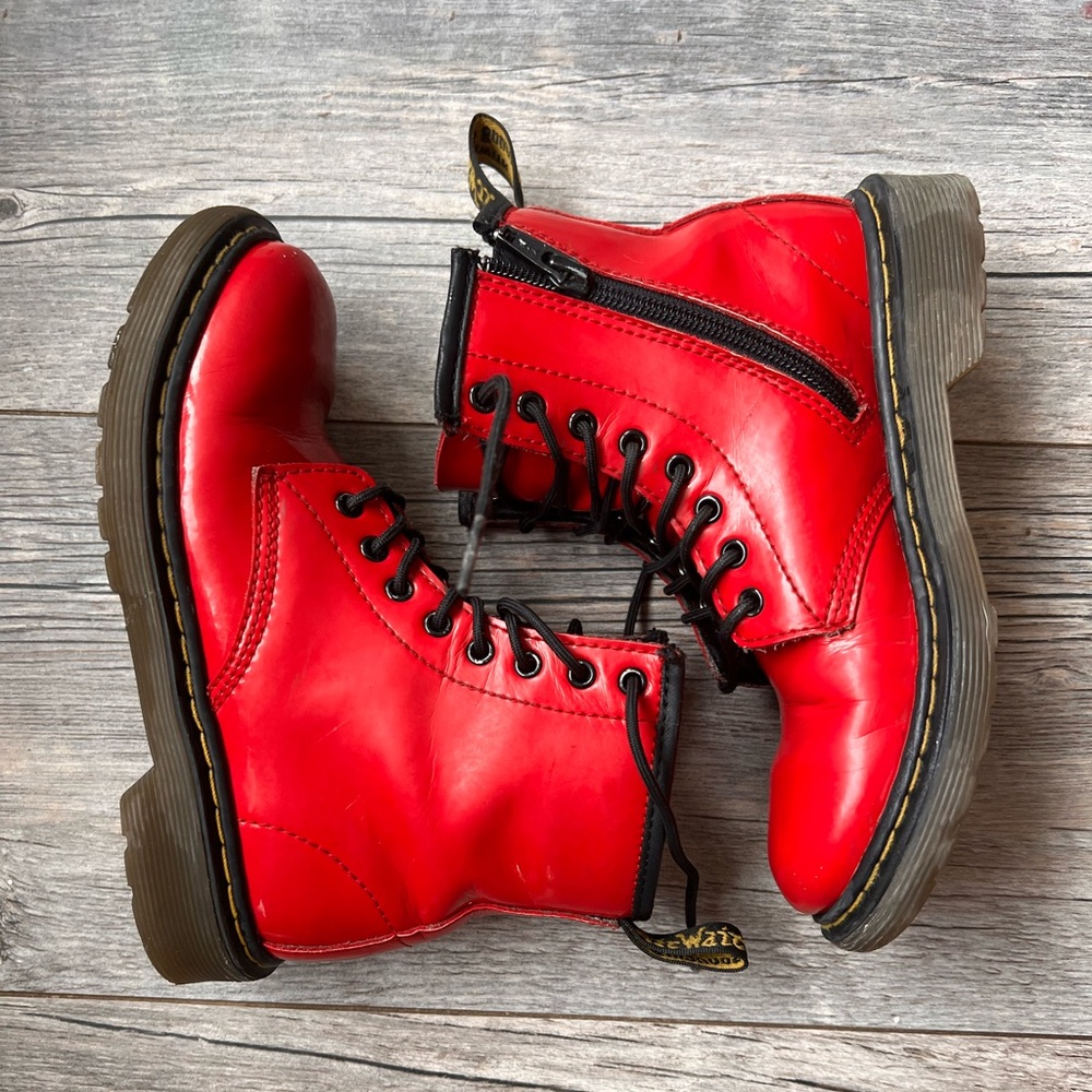 Little Girls Red Leather Dr Martens